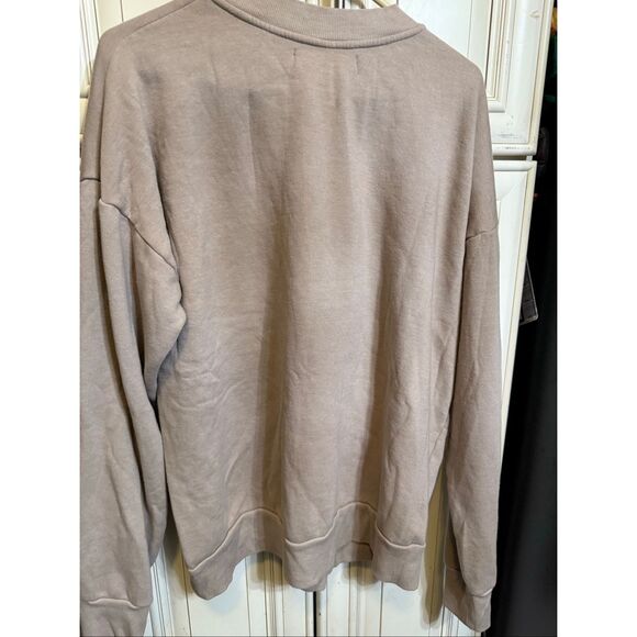 SPRWMN Women's Crew Neck Long Sleeve Fleece Lined Pullover Sweatshirt Tan XL - Picture 4 of 10